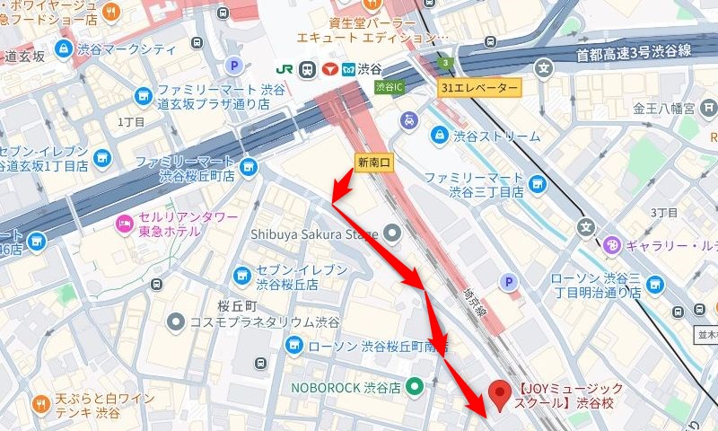JR渋谷駅からJOYミュージックスクール渋谷校への行き方（アクセス）